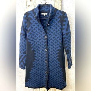 COCOGIO Wool Blend Cardigan Sweater Jacket Black & Blue Woman's Medium💙🖤
